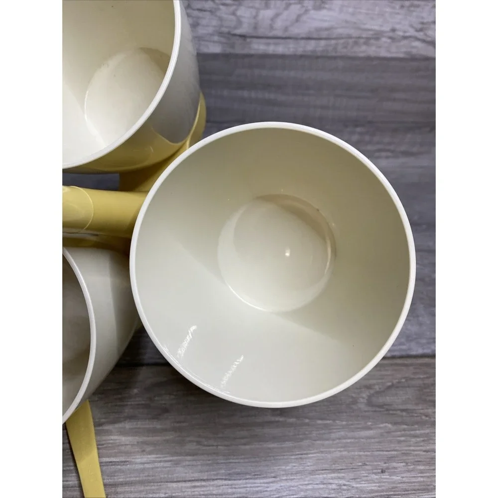 Vintage Tupperware Gold and Almond Condement‎ Caddy Set w/ Cups, Lids & Spoons